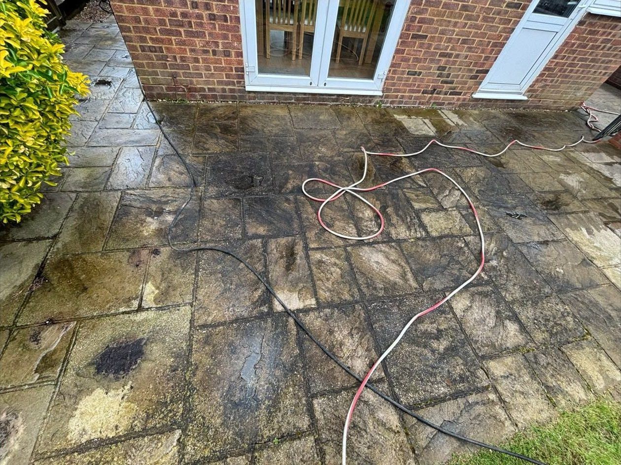 Stone paving washed down