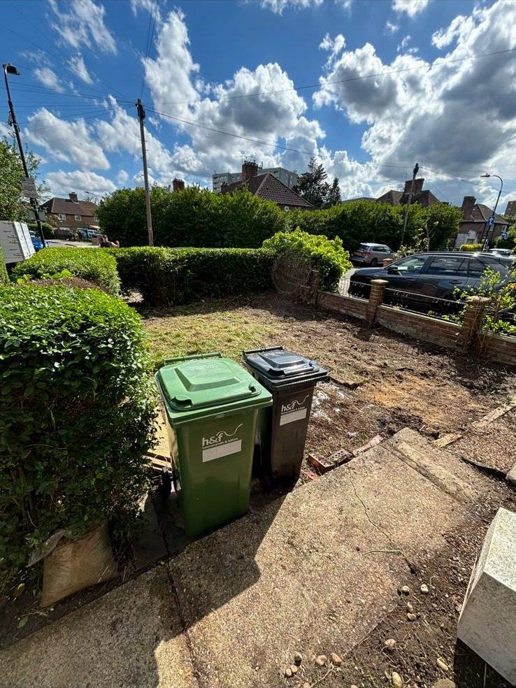 The garden cleared down to bare ground